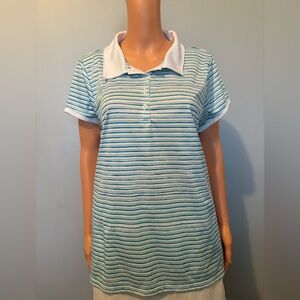 ZELOS Blue and White Striped Button Down Shirt